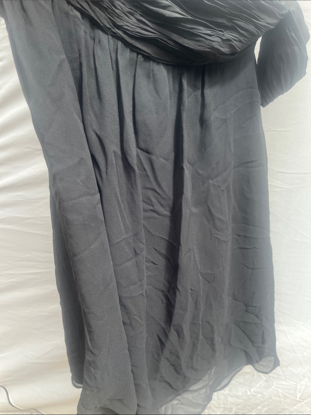 Rachel Zoe Black Chiffon Mini Dress with Draped Yoke